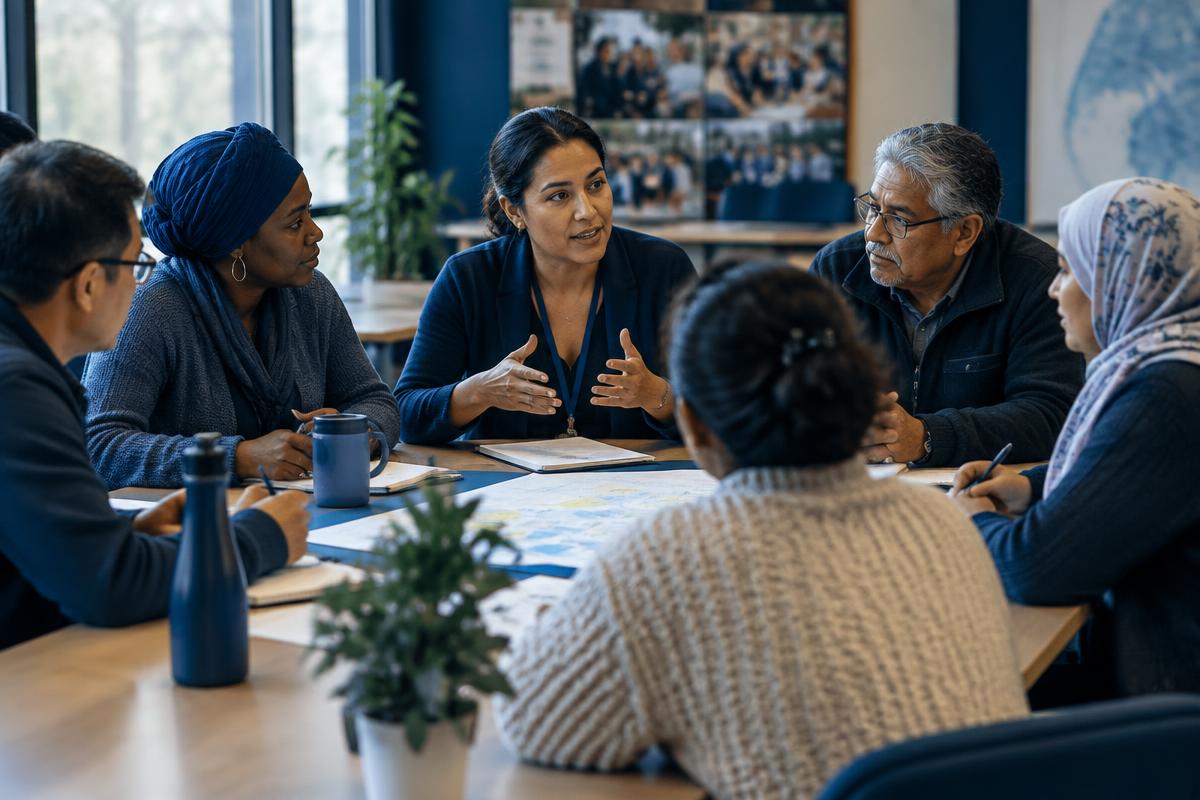 A multilingual facilitator leading a community-engaged research discussion
